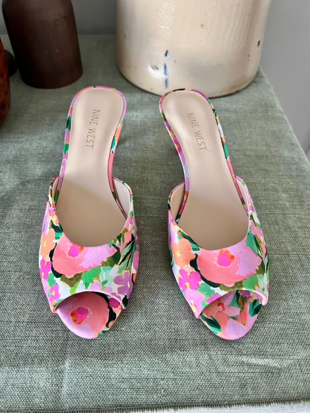 Nine West Luvlie Kitten Heel Slide Sandals